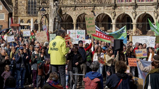 Demo gegen die Pläne für die Horner Spitze im April 2025.
